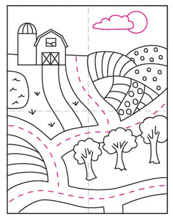 How to draw natural scenery of a Farming of a Grameen Farmer | Easy drawings,  Pictures to draw, Drawings
