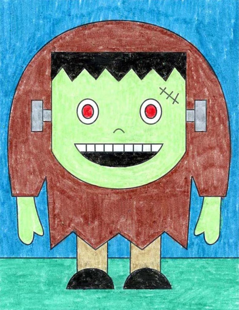 How to Draw an Easy Frankenstein - Art Projects for Kids