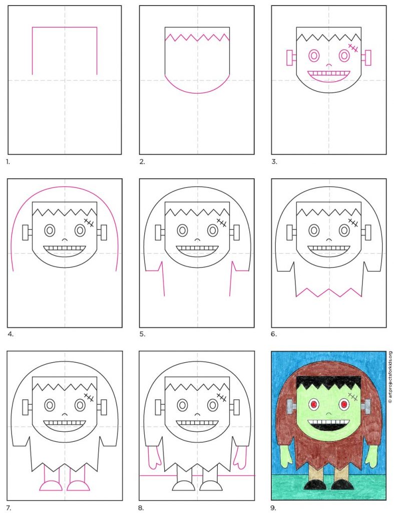 How to Draw an Easy Frankenstein Art Projects for Kids