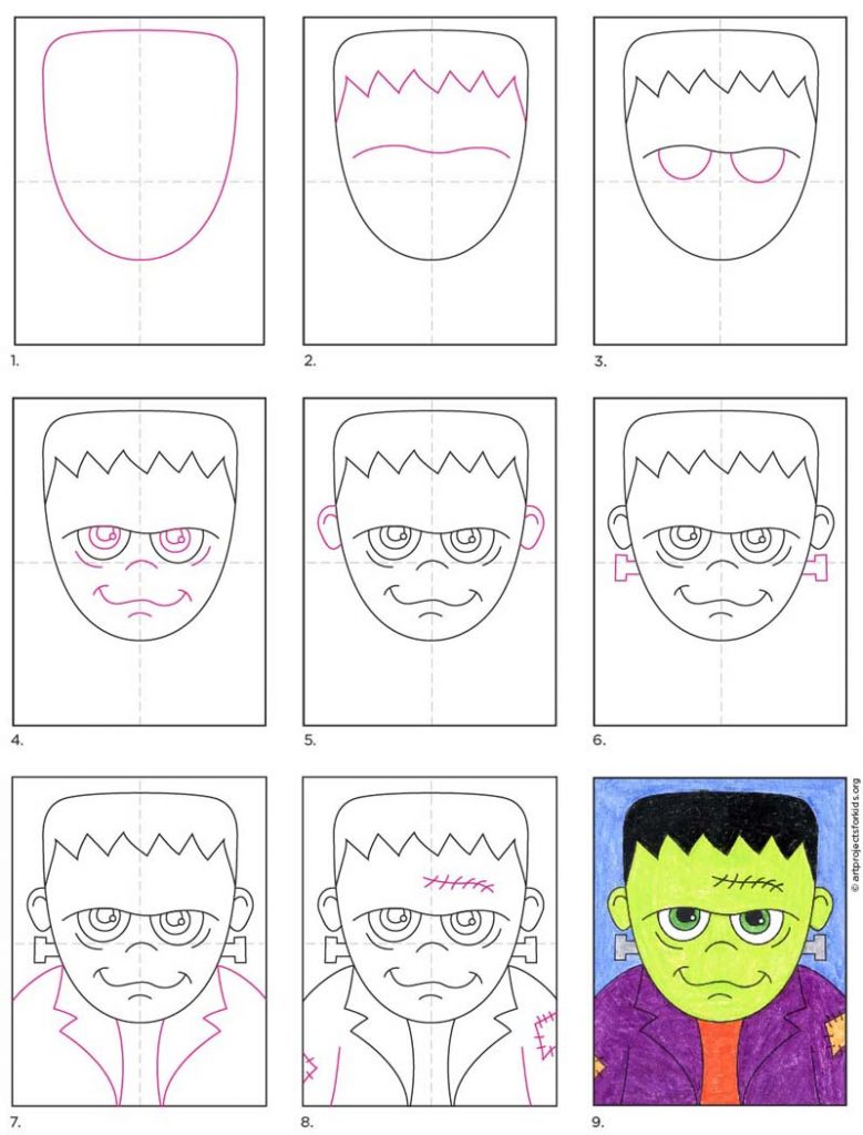 How to Draw Frankenstein · Art Projects for Kids