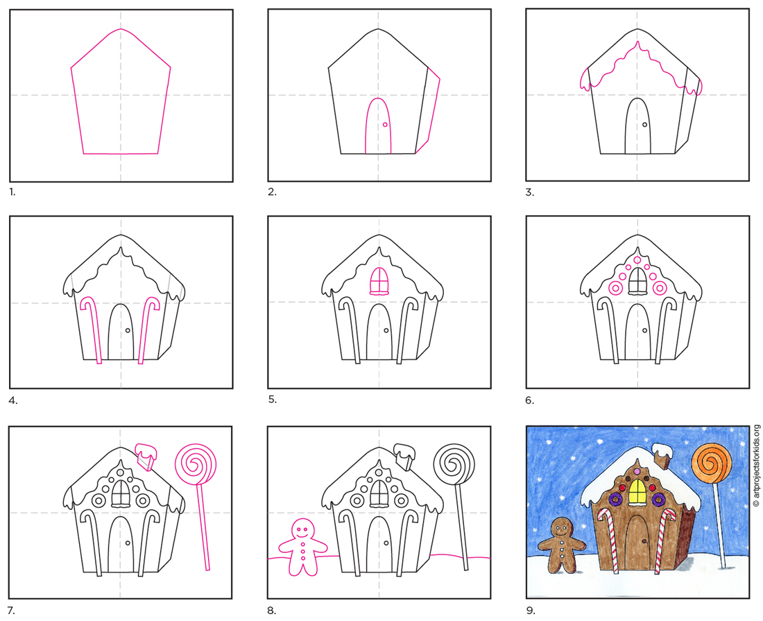 How to Draw a Gingerbread House · Art Projects for Kids