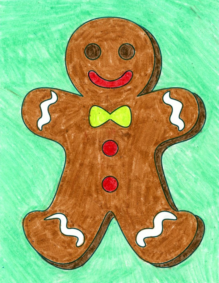 Easy How to Draw a Gingerbread Man Tutorial and Gingerbread Man Coloring Page