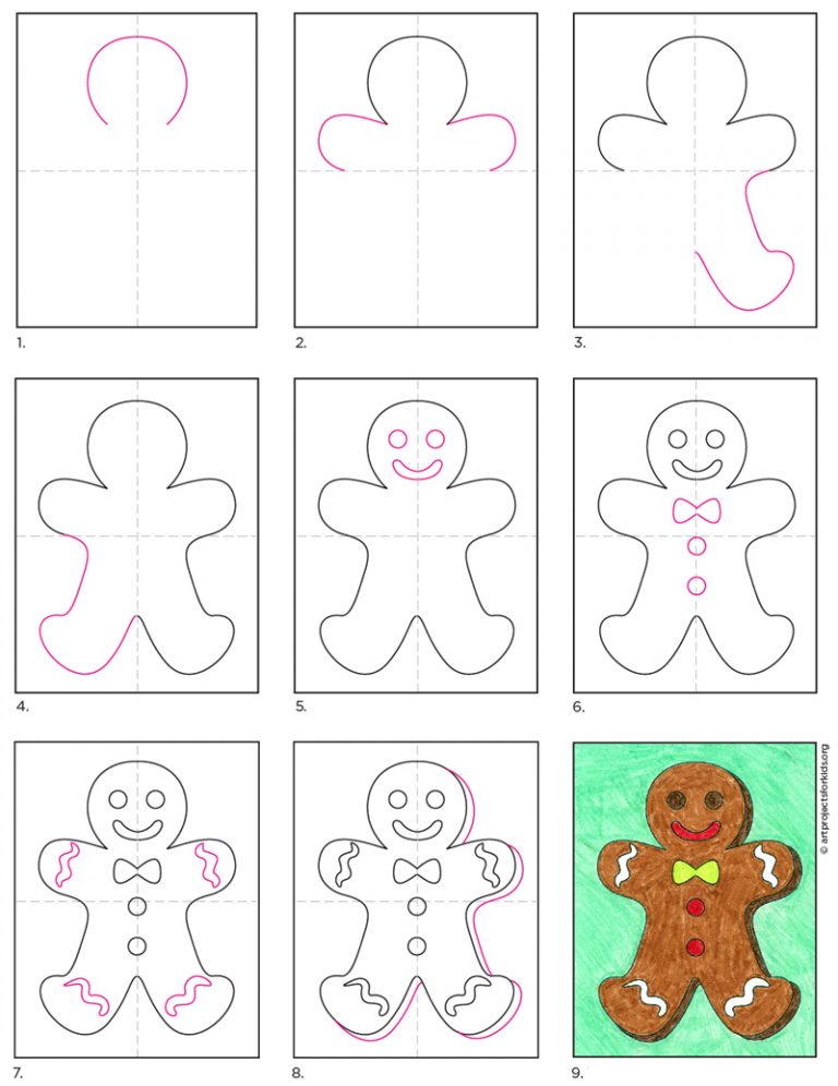 How to Draw a Gingerbread Man · Art Projects for Kids