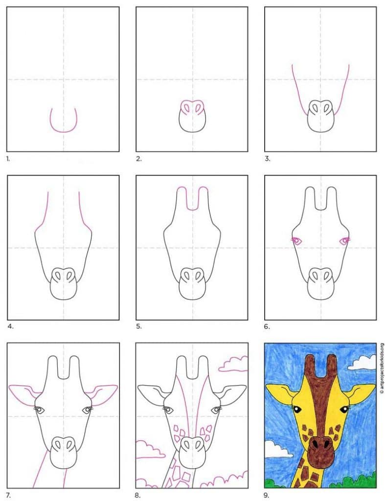  How to Draw  a Giraffe Head  Art Projects for Kids