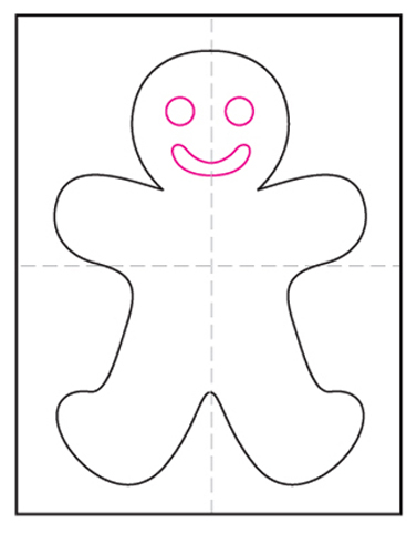 Easy How to Draw a Gingerbread Man Tutorial and Coloring Page