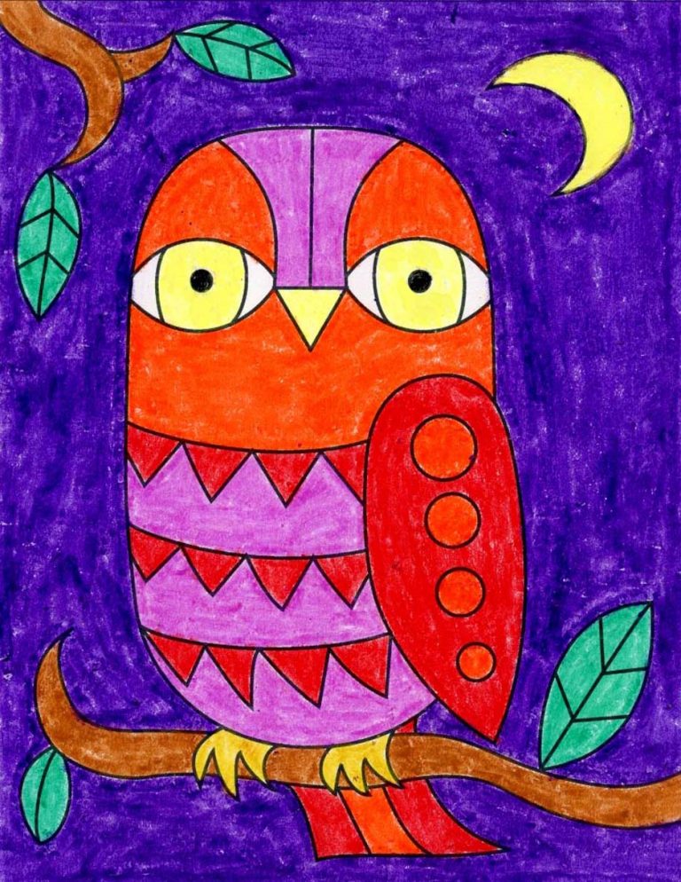 Easy How to Draw an Owl Face Tutorial, Owl Face Coloring Page