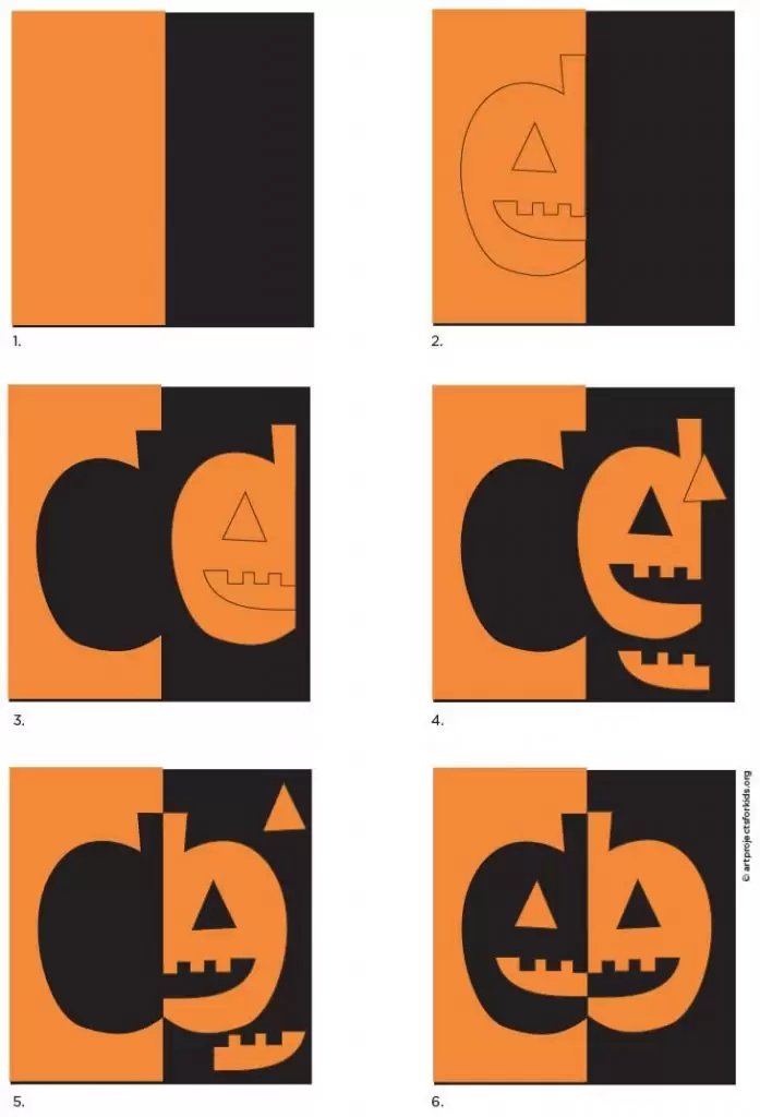 Diagram of how to make a positive - negative pumpkin.