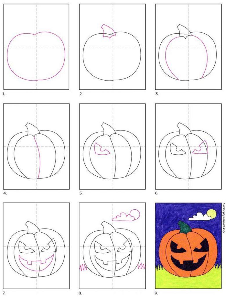 How To Draw A Halloween Pumpkin Art Projects For Kids