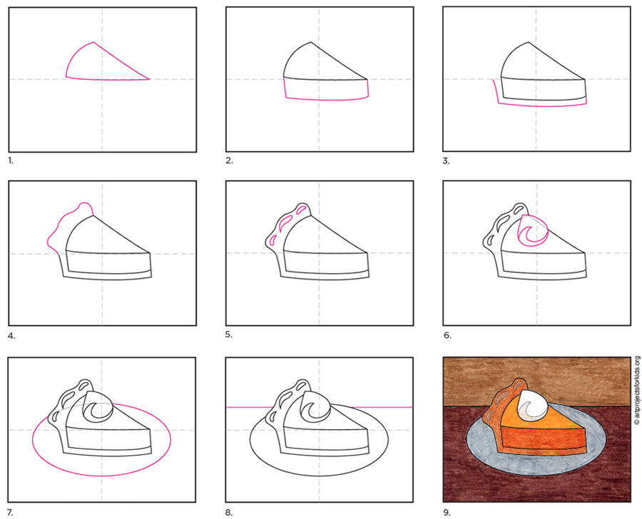 Pumpkin Pie Drawing / How to draw pumpkin pie, step by step, drawing