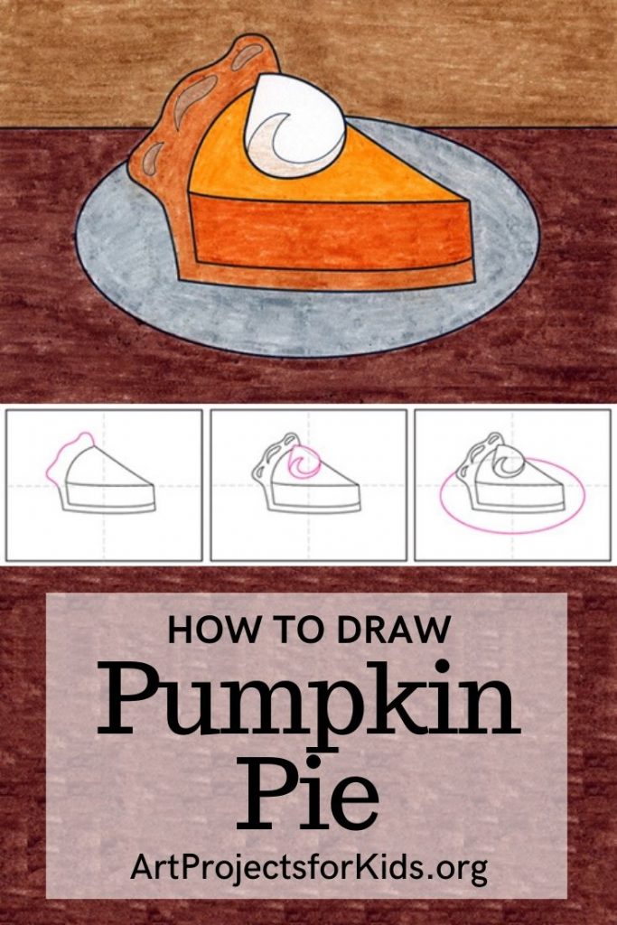 Easy How to Draw Pumpkin Pie Tutorial and Pumpkin Pie Coloring Page