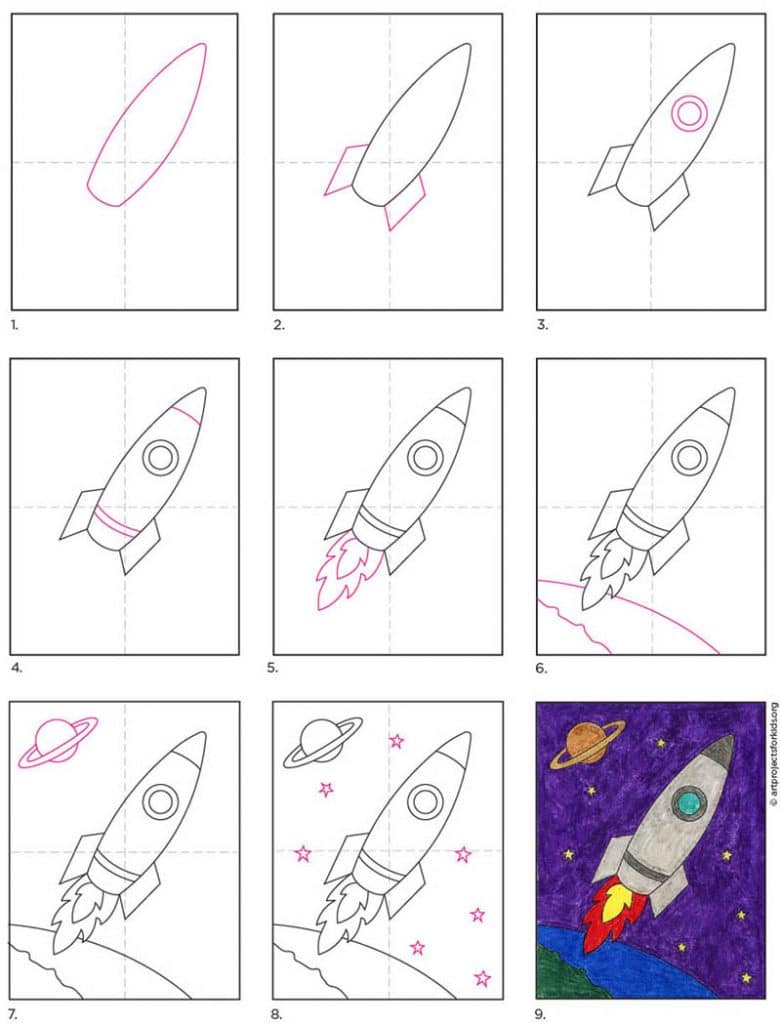 How To Draw A Rocket Art Projects For Kids