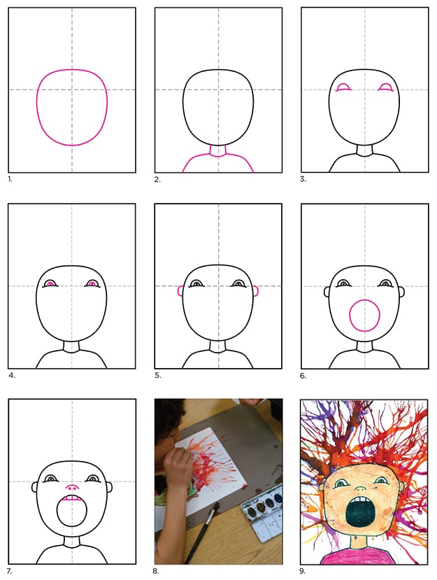 A step by step tutorial for how to draw an easy Scream Art Project, also available as a free download.