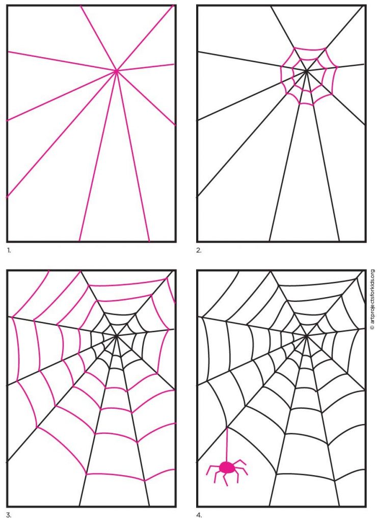 How to Draw a Spider Web Art Projects for Kids