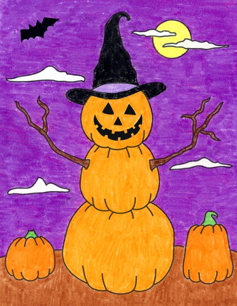 How to Draw Stacked Pumpkins · Art Projects for Kids