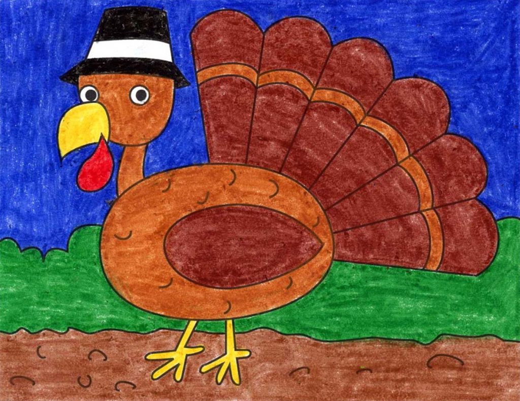 How To Draw A Cartoon Turkey Art Projects For Kids