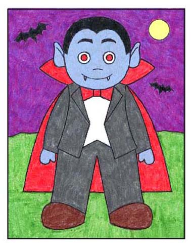 Easy How to Draw a Vampire Tutorial and Vampire Coloring Page