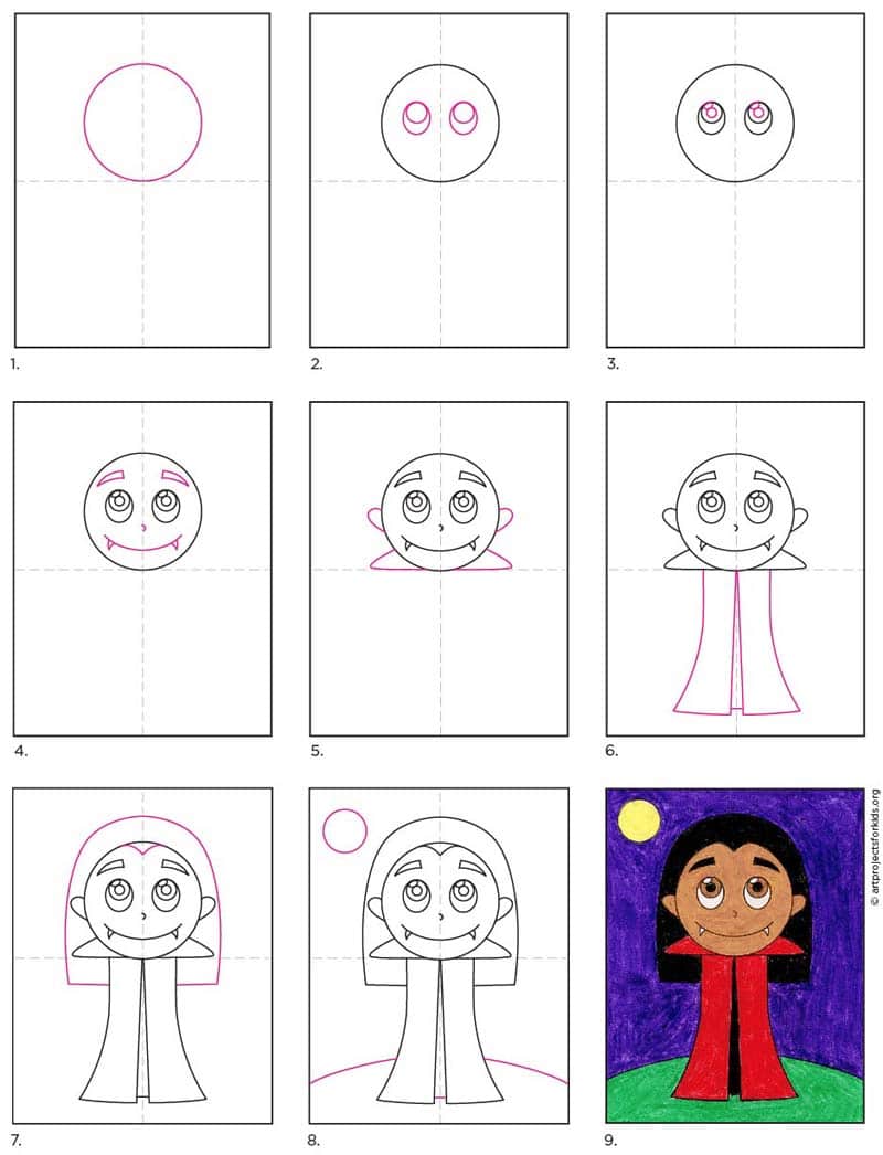 How to Draw a Cartoon Vampire · Art Projects for Kids