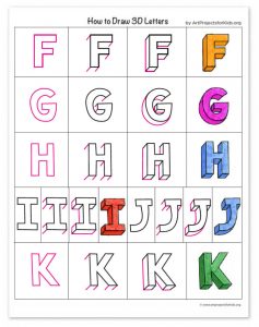 how to draw 3d letters for kids