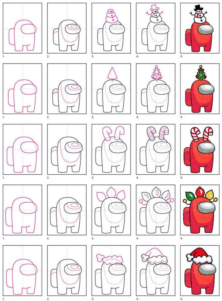 How To Draw Among Us Santa Art Projects For Kids