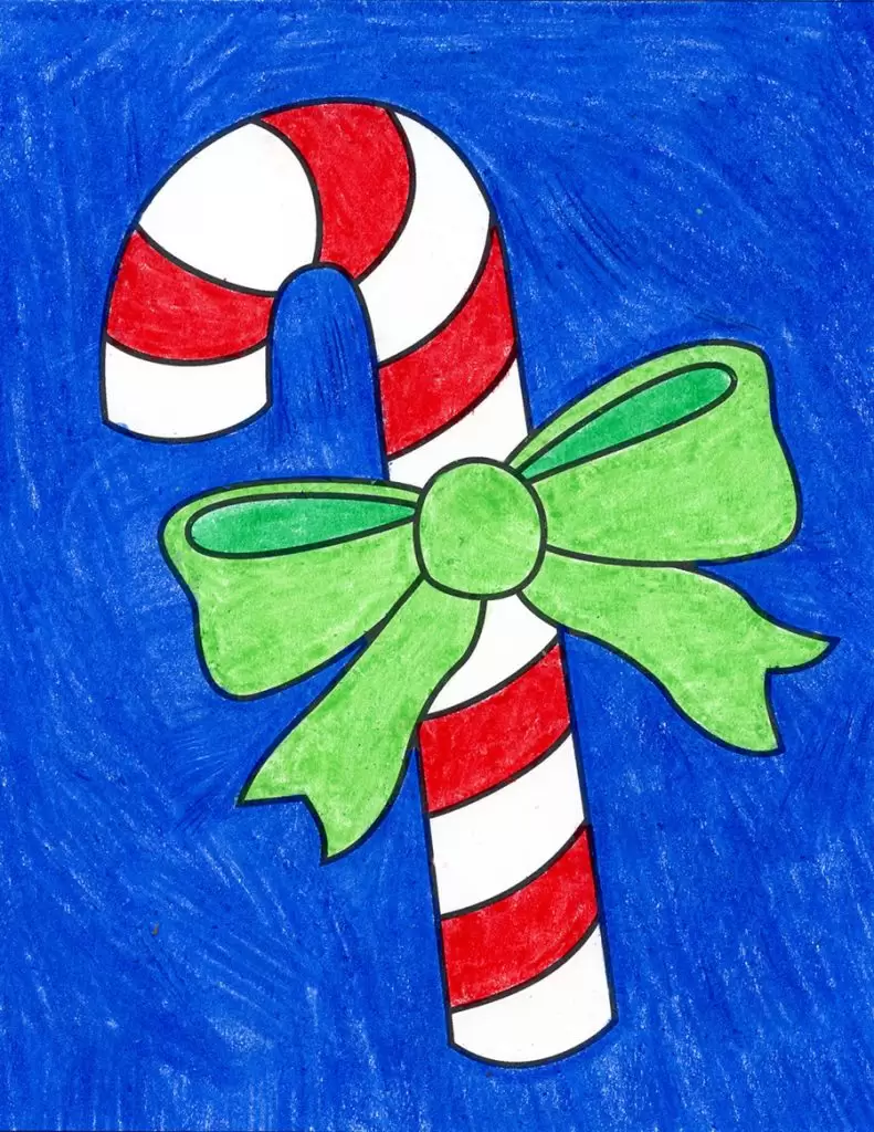  A drawing of a Candy Cane, made with the help of an easy step by step tutorial.