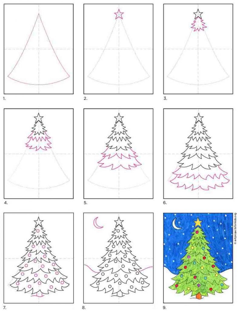 how-to-draw-an-easy-christmas-tree-art-projects-for-kids