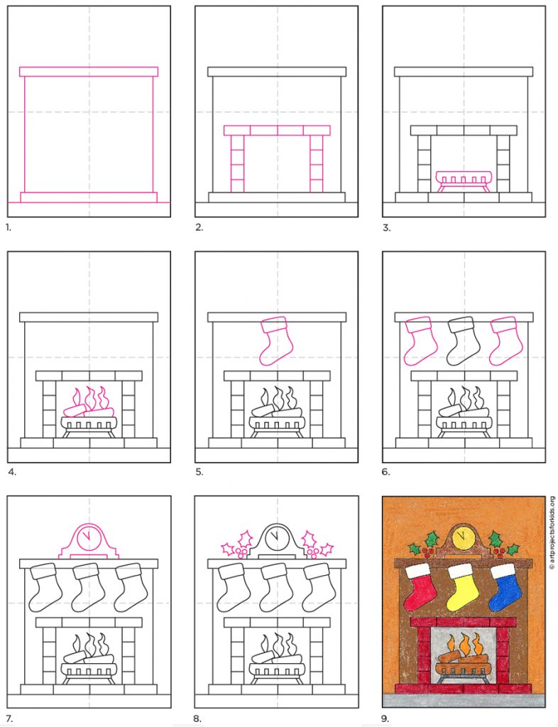 How to Draw a Fireplace · Art Projects for Kids