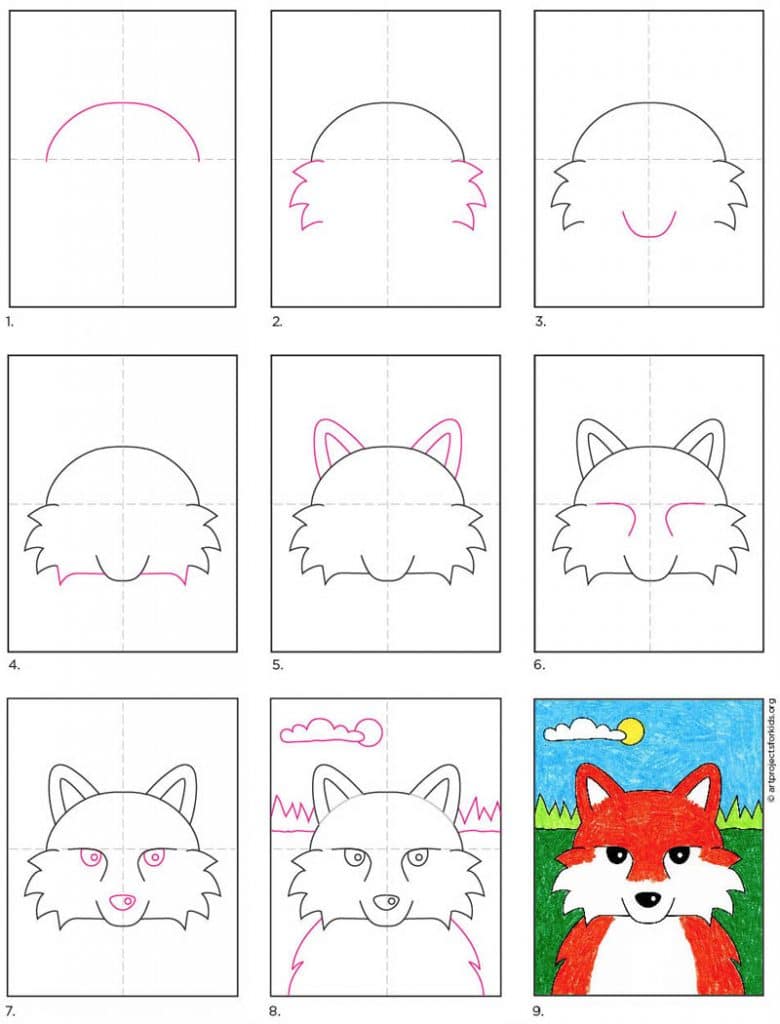 How To Draw A Fox Face Art Projects For Kids