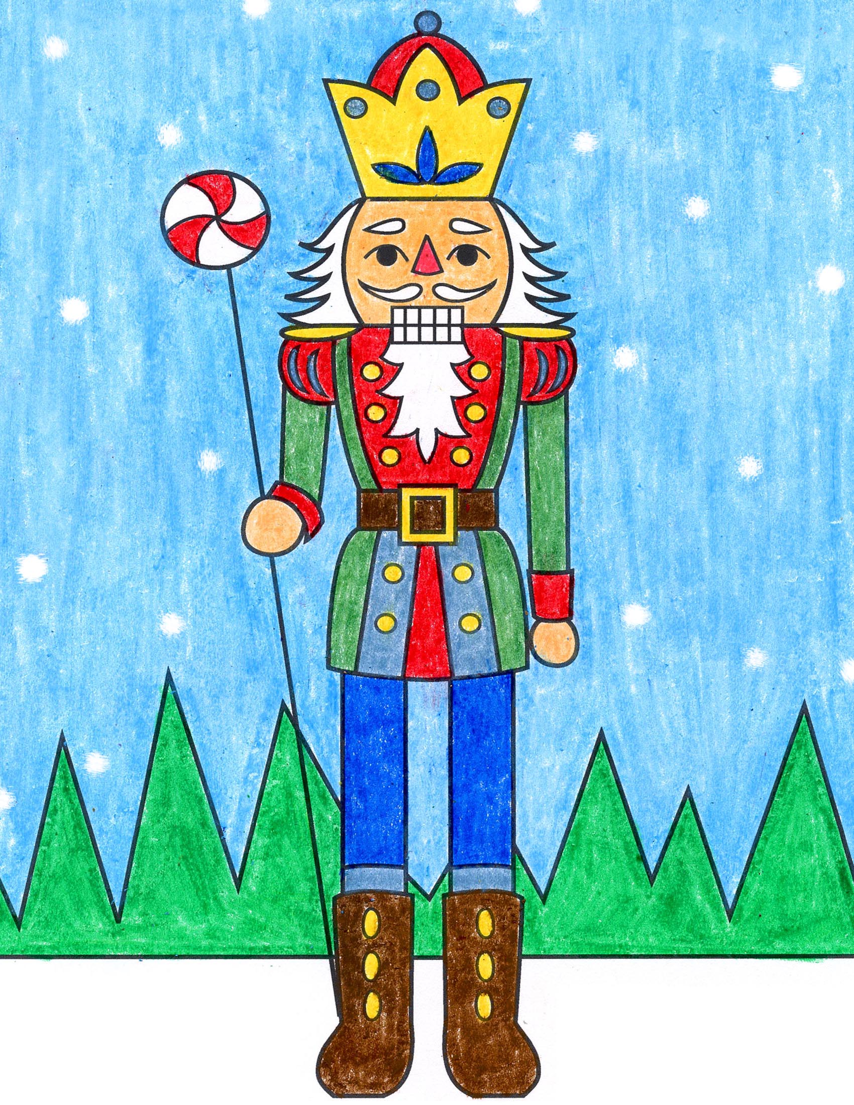 Easy How to Draw a Nutcracker Tutorial and Nutcracker Coloring Page
