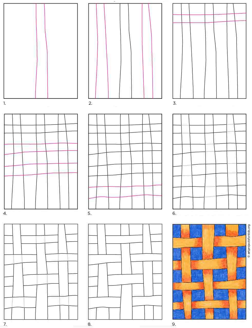 Easy How to Draw a Basket Weave Tutorial