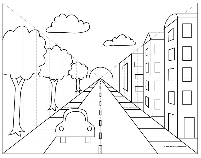 Easy Tutorial for a City with One Point Perspective Drawing