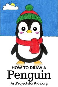 Easy How to Draw a Cute Penguin Tutorial and Penguin Coloring Page