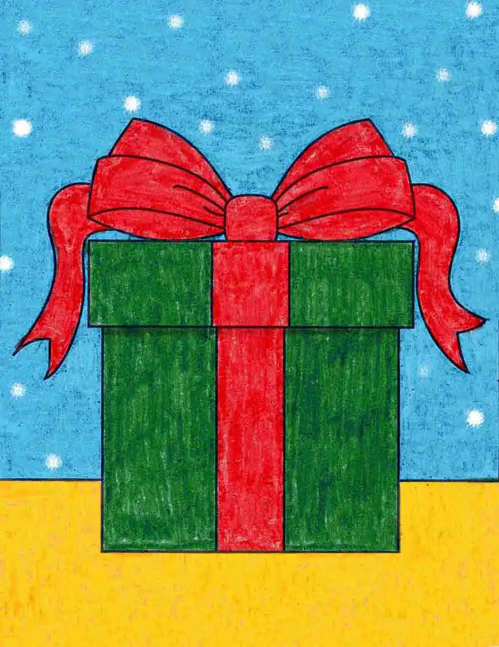 Easy How to Draw a Present Tutorial and Present Coloring Page
