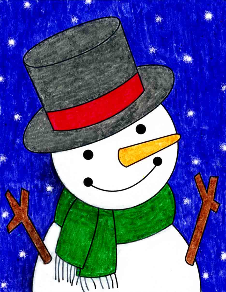 Cute Snowman Drawing Art Projects For Kids