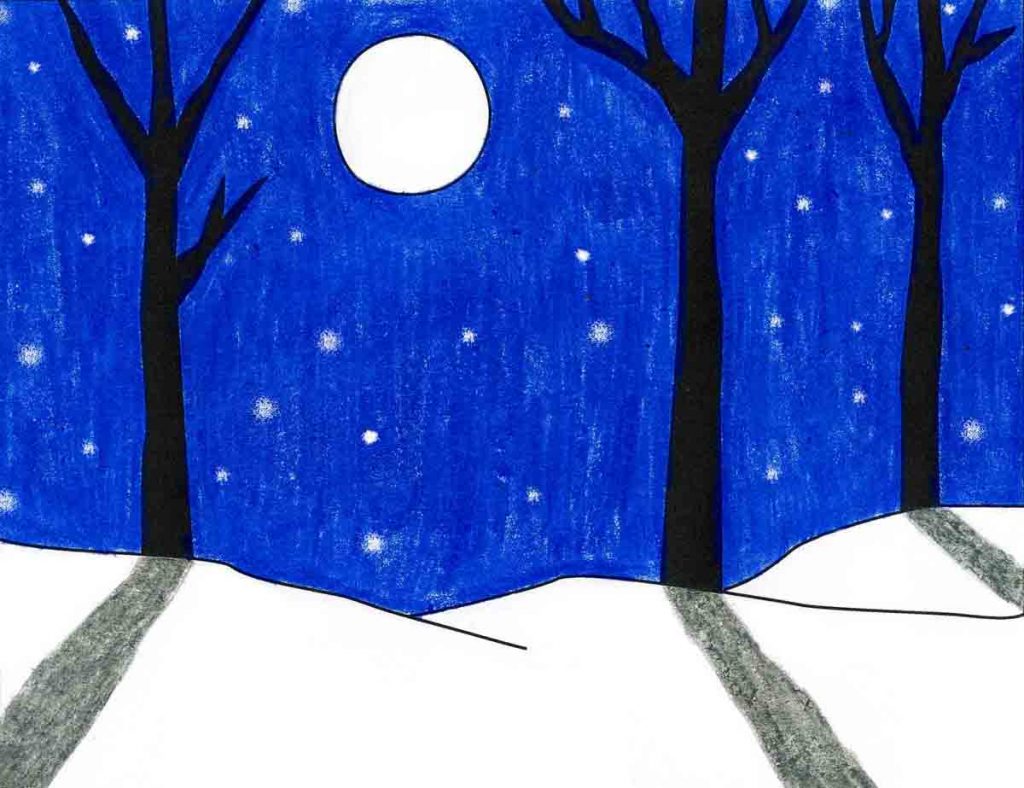 How to Draw a Winter Landscape Art Projects for Kids