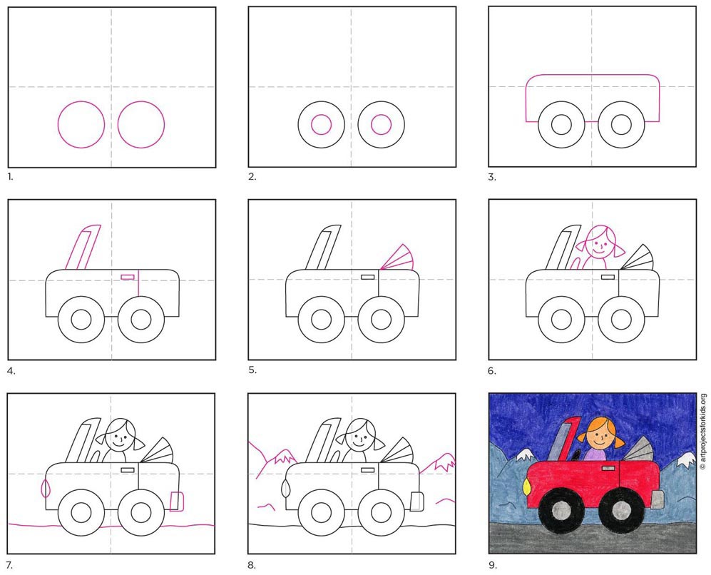How to Draw a Cartoon Car · Art Projects for Kids