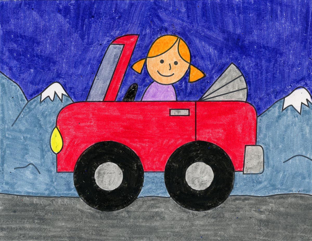 Cartoon Car Drawing - Easylinedrawing Recto | Bodendwasuct