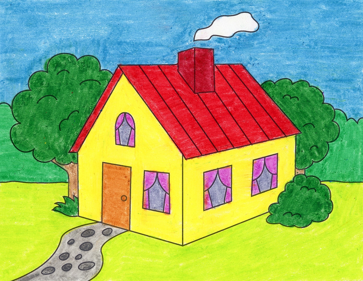 Easy House Drawing For Kids Step By Step - img-o