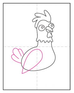 How to Draw a Cartoon Chicken & Cartoon Chicken Coloring Page