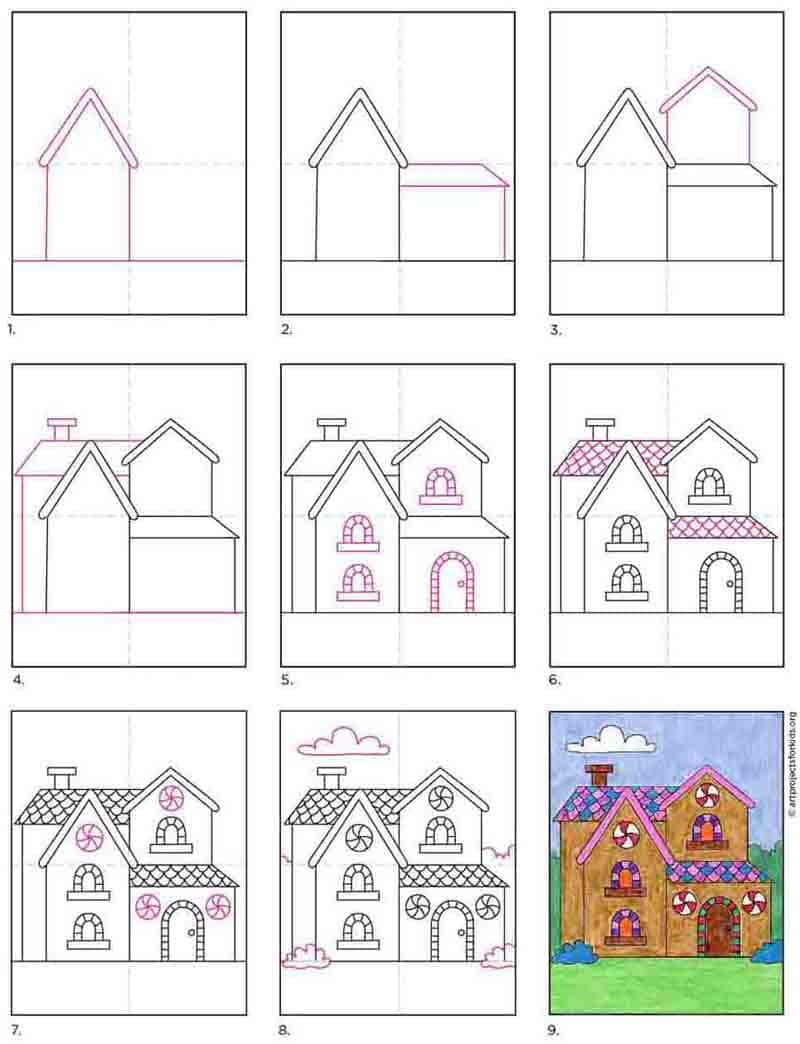 How to Draw a Deluxe Gingerbread House Art Projects for Kids