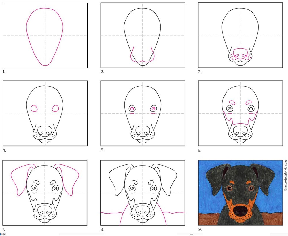 How to Draw a Doberman Dog · Art Projects for Kids