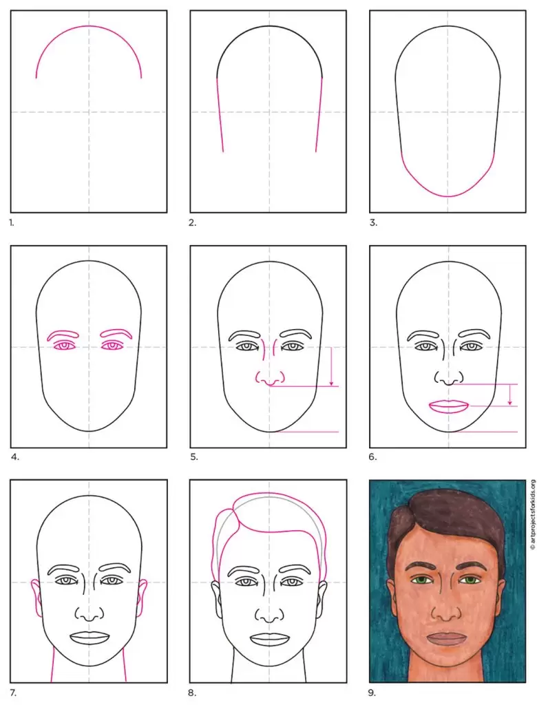 Draw Face diagram 1 – Activity Craft Holidays, Kids, Tips