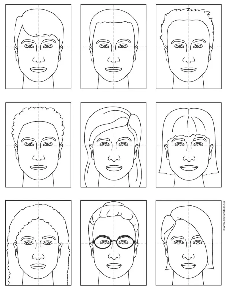 A step by step tutorial for how to draw an easy Face, also available as a free download.