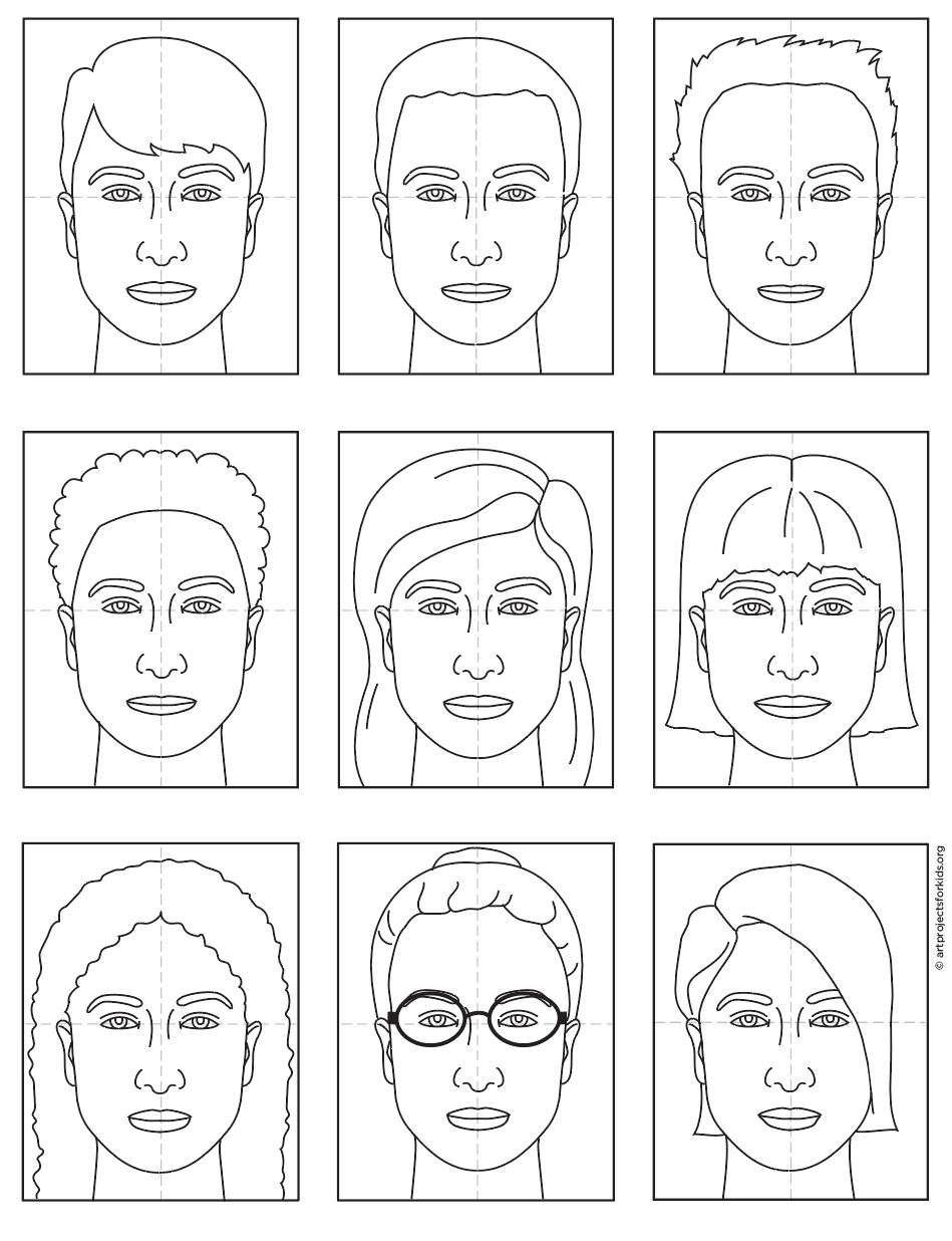 Easy How to Draw a Face Tutorial Video and Face Coloring Page
