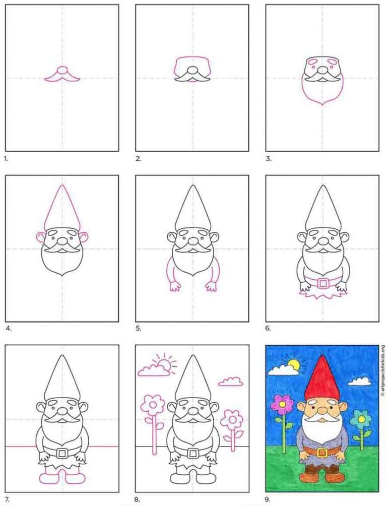 How to Draw a Gnome: Easy Step-by-Step Art Lesson for Kids