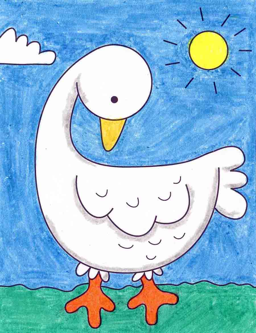 Easy How To Draw A Goose Tutorial And Goose Coloring Page