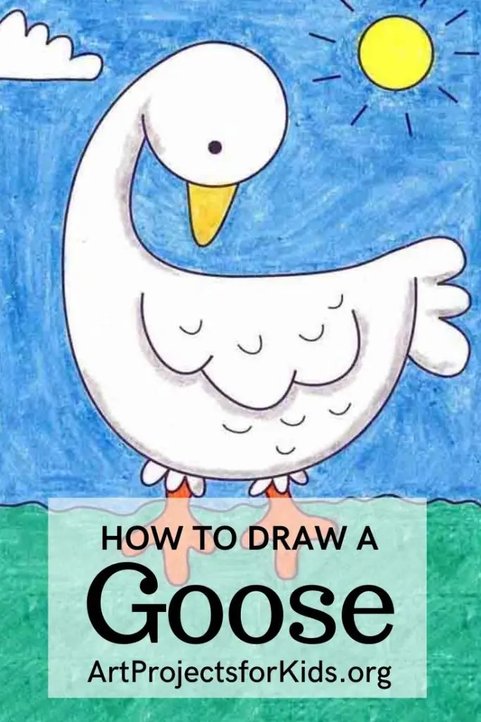 Простой учебник по рисованию гуся и страница раскраски гуся