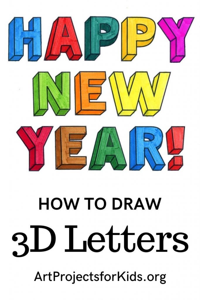 Easy New Year Drawing Tutorial and New Year Coloring Page