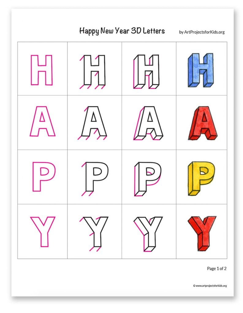 how to draw Happy New Year