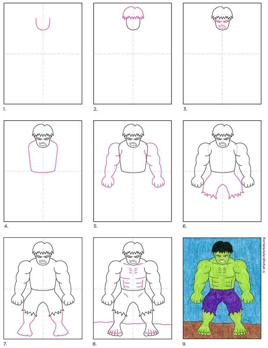 How to Draw the Hulk · Art Projects for Kids