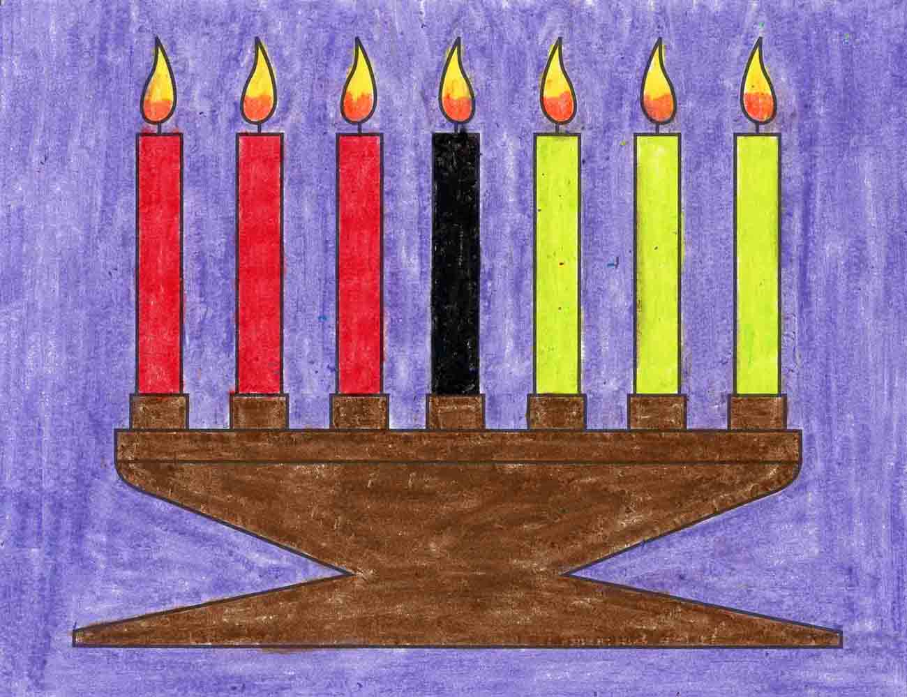 Easy How to Draw Kwanzaa Candles and Coloring Page